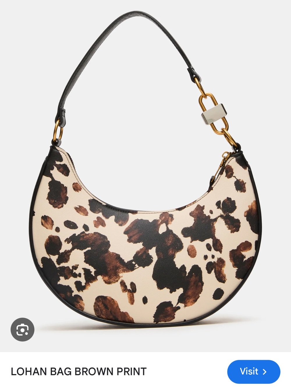 Steve Madden Crescent Hobo Bag in Cream and Brown Print